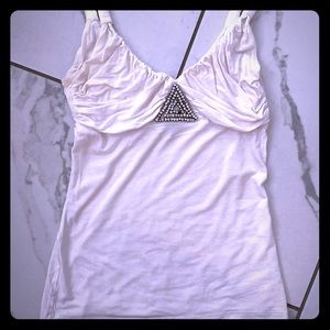 White Fashion Tank with Rhinestone Detail. Size XS